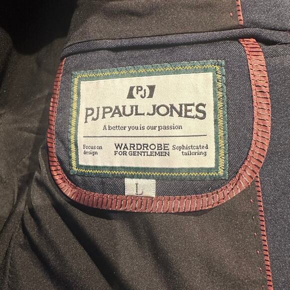 NWT PJ Paul Jones Size Large Blazer Sportcoat Black Pocket Square Office Work - Picture 4 of 15